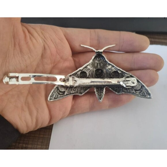 Moon Phases Moth Hair Clip Barrette Goth Gothic Witchy Hair Accessory Wiccan - Picture 3 of 3